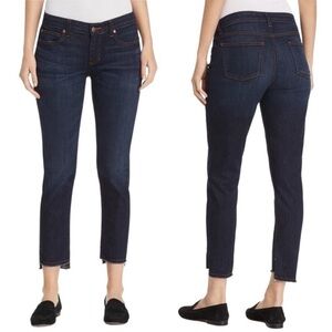 EILEEN FISHER Organic Soft Cotton Step Hem Dark Wash Skinny Jeans